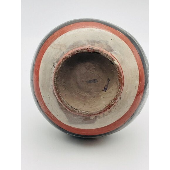 Vintage Mexico Pottery Folk Art Vase Tonala Bottle Hand Painted - Picture 6 of 8